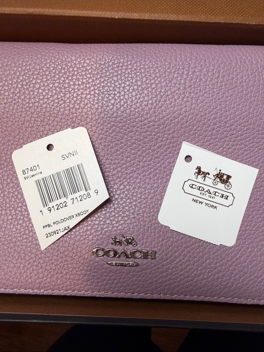 Coach Pebbled Leather Crossbody Bag in Lilac Pink - Picture 2 of 7